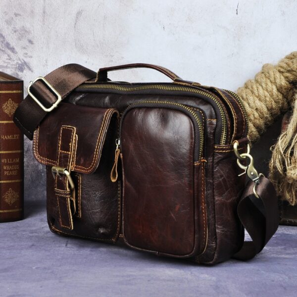 Quality Original Leather Design Male Shoulder messenger bag cowhide fashion Cross-body Bag 9" Pad Tote Mochila Satchel bag